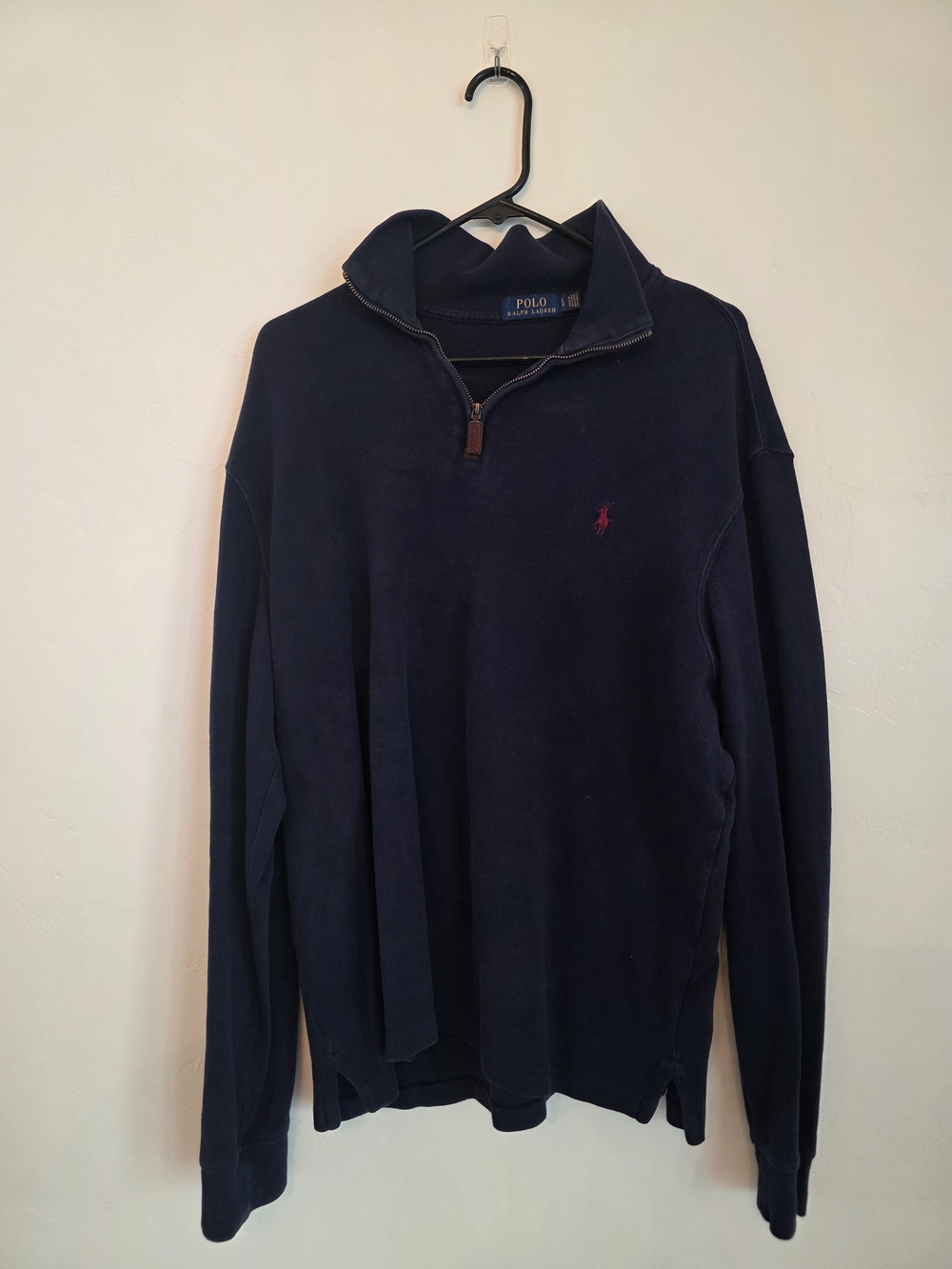 Ralph Lauren Navy Half-Zip Sweater with Red Pony